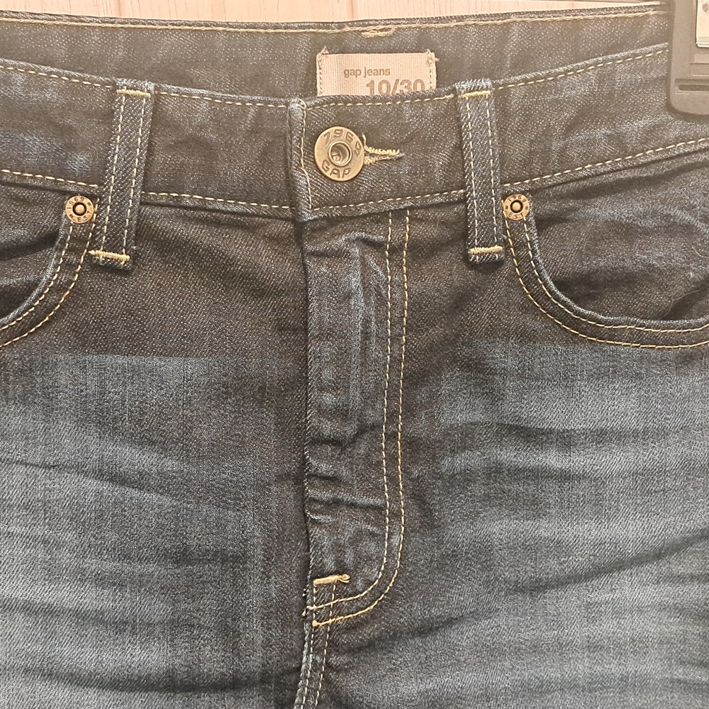 Gap Womens Dark Wash Denim Skirt 5 Pocket Distressed Finish Size 10/30 - Picture 4 of 8